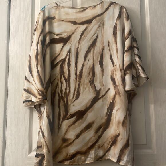 Chico’s animal print crystal and beaded embellished coverup tunic blouse XL - Picture 6 of 10